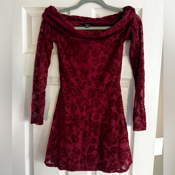 Wild Fable Burgundy Floral Long Sleeve Dress NWT Size XXS - Picture 1 of 4
